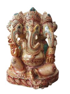 Three head God Ganesh Ji Statue made with marble stone
