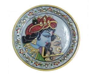 decorative marble plate with radha krishan