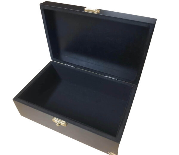wooden memory box open