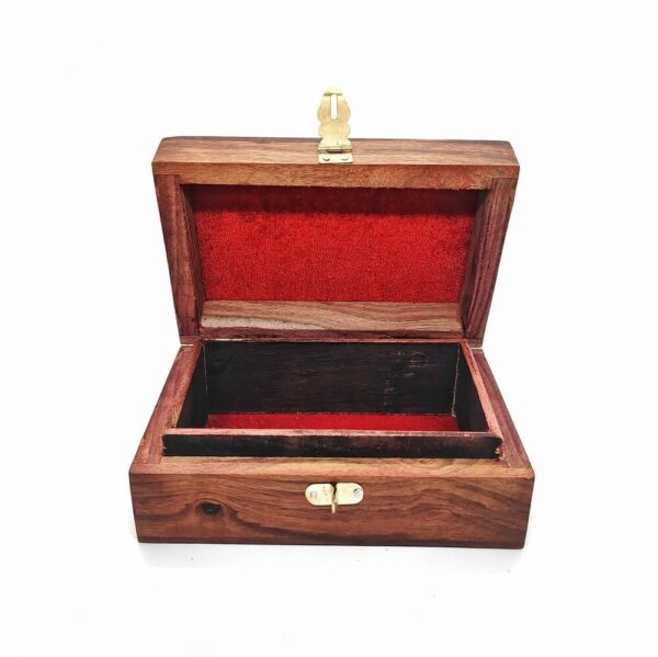 antique wood recipe box open view